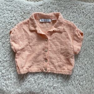 Zara Toddler Girls Coral Button-Down Shirt